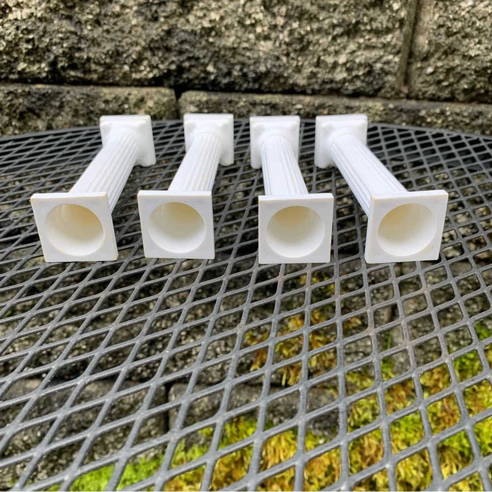 Vintage Set/4 Wilton Plastic White Columns Pillars Cake Decorations Toppers 5”